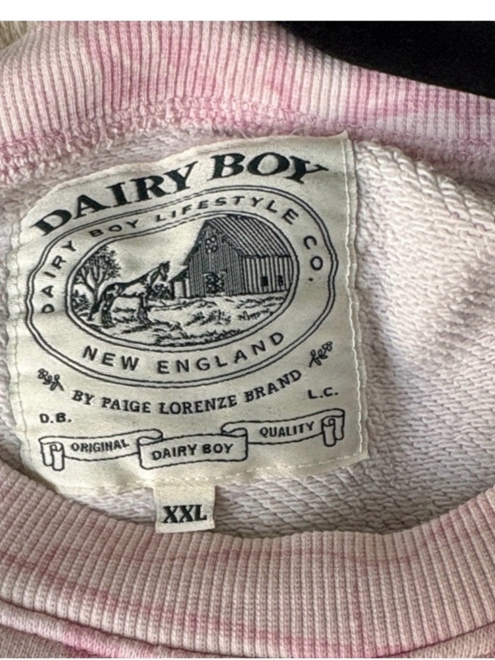 Dairy Boy Pink Camo Sweatshirt Crewneck with White Puffy Letters - Picture 3 of 4